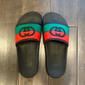 Gucci Men's GG Signature Stripe Slide Sandals